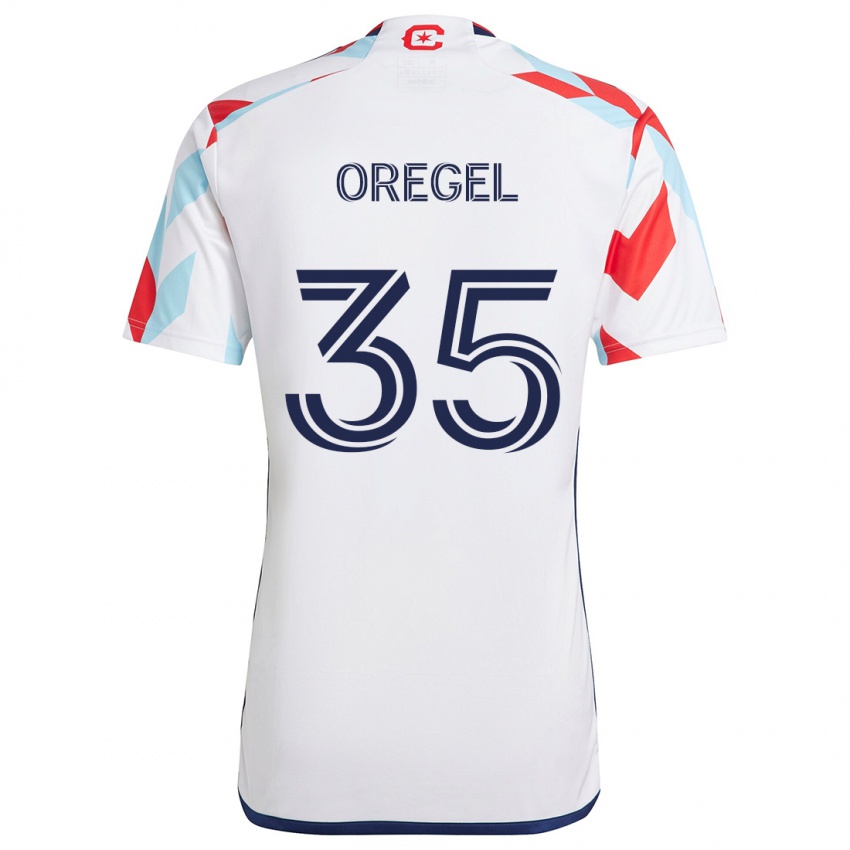 Niño Camiseta Sergio Oregel #35 Blanco Rojo Azul 2ª Equipación 2024/25 La Camisa Chile