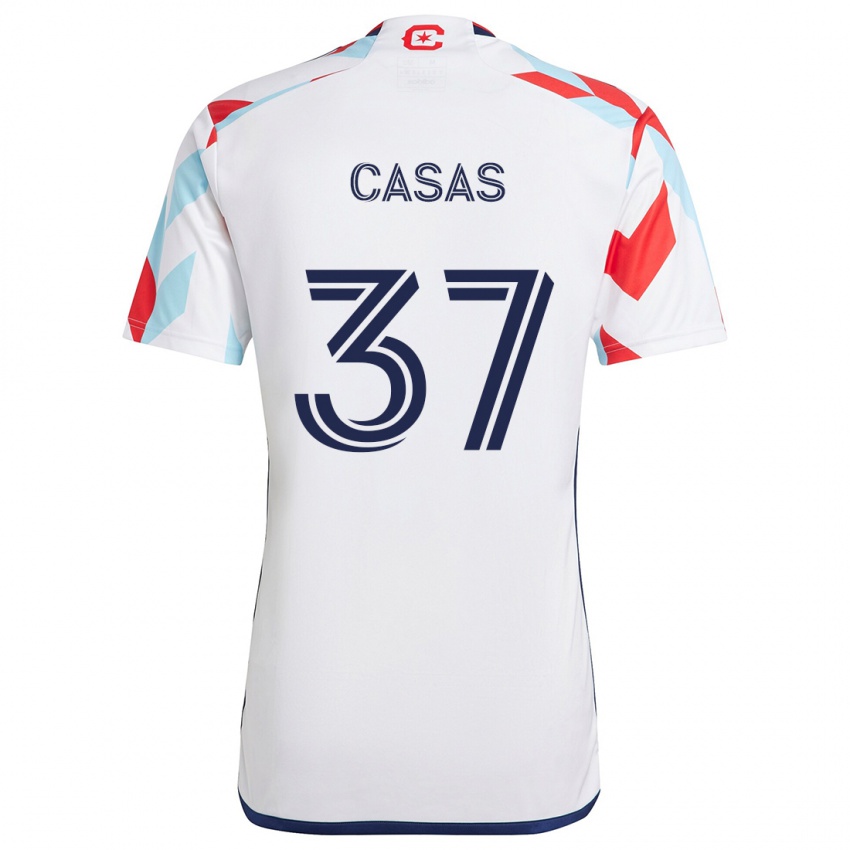 Niño Camiseta Javier Casas #37 Blanco Rojo Azul 2ª Equipación 2024/25 La Camisa Chile