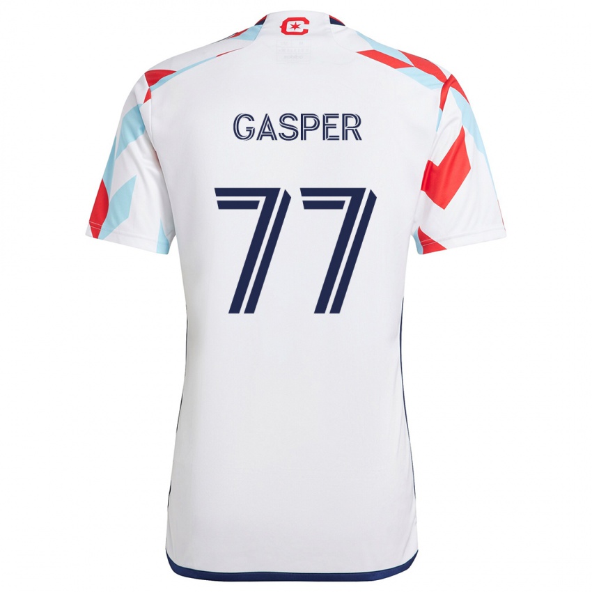 Niño Camiseta Chase Gasper #77 Blanco Rojo Azul 2ª Equipación 2024/25 La Camisa Chile