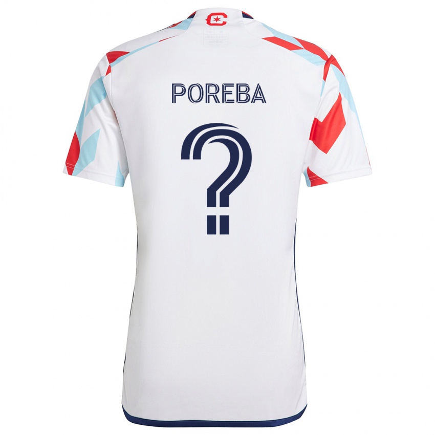 Niño Camiseta David Poreba #0 Blanco Rojo Azul 2ª Equipación 2024/25 La Camisa Chile