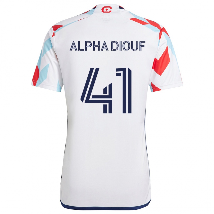 Niño Camiseta Jean Alpha Diouf #41 Blanco Rojo Azul 2ª Equipación 2024/25 La Camisa Chile