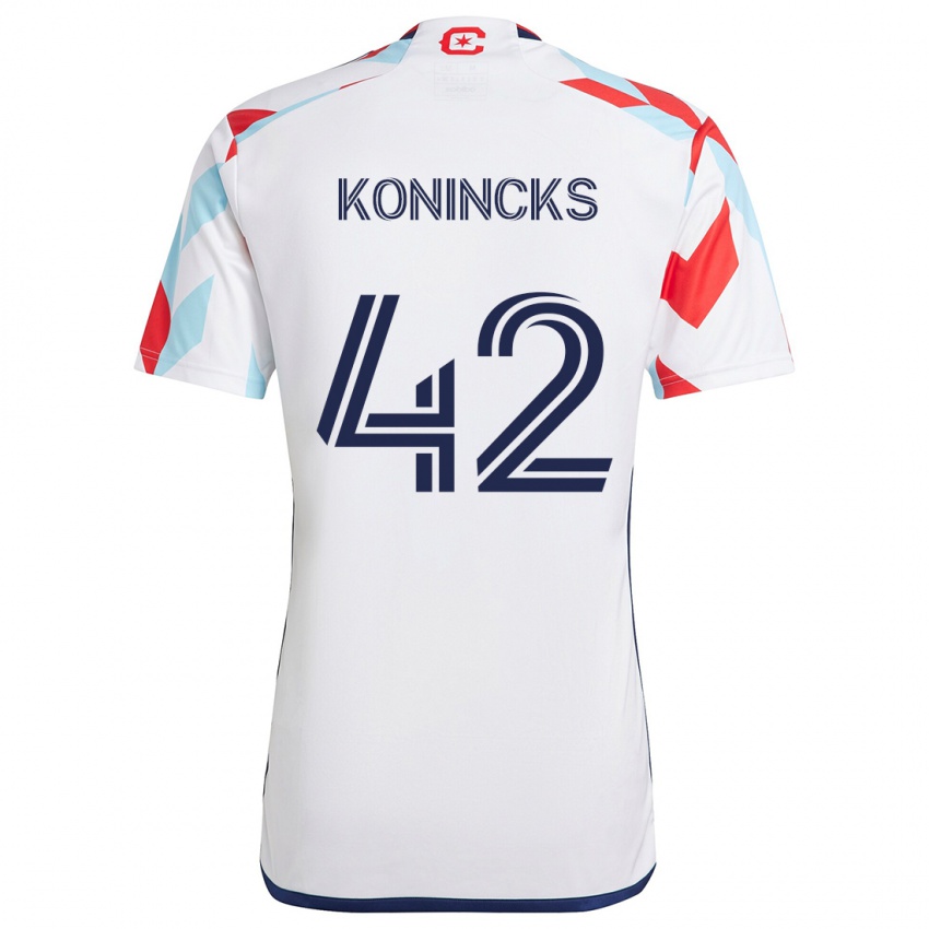 Niño Camiseta Diego Konincks #42 Blanco Rojo Azul 2ª Equipación 2024/25 La Camisa Chile