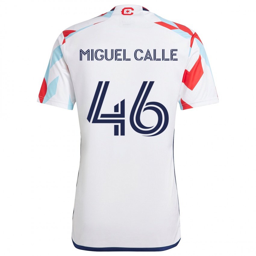 Niño Camiseta Juan Miguel Calle #46 Blanco Rojo Azul 2ª Equipación 2024/25 La Camisa Chile