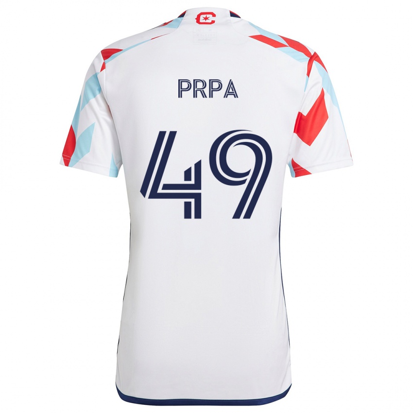 Niño Camiseta Luka Prpa #49 Blanco Rojo Azul 2ª Equipación 2024/25 La Camisa Chile