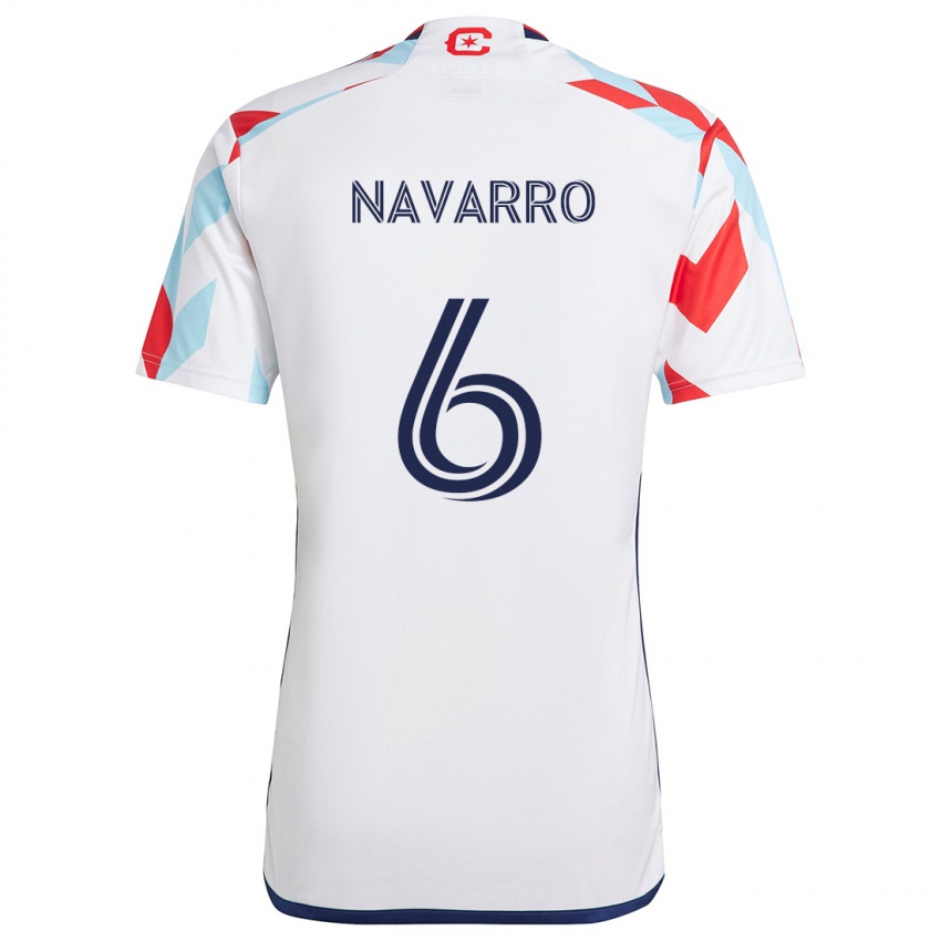 Niño Camiseta Miguel Navarro #6 Blanco Rojo Azul 2ª Equipación 2024/25 La Camisa Chile