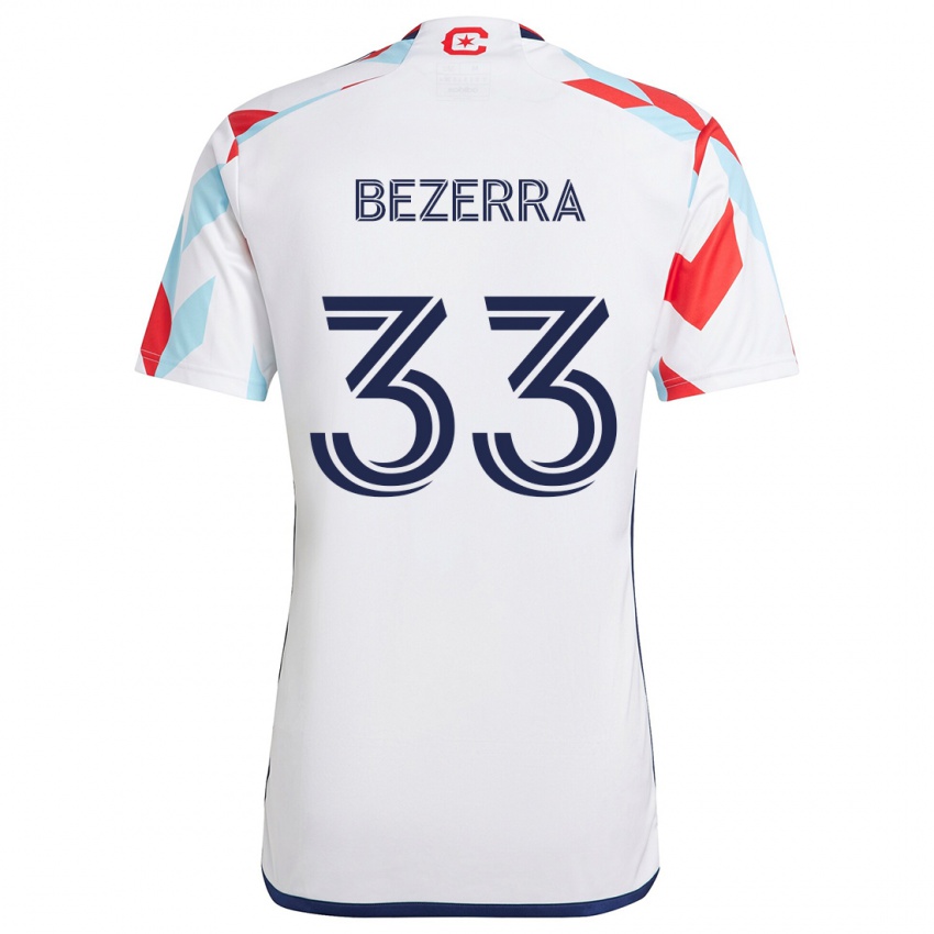 Niño Camiseta Victor Bezerra #33 Blanco Rojo Azul 2ª Equipación 2024/25 La Camisa Chile