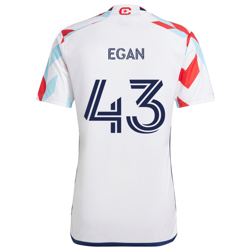 Niño Camiseta Noah Egan #43 Blanco Rojo Azul 2ª Equipación 2024/25 La Camisa Chile