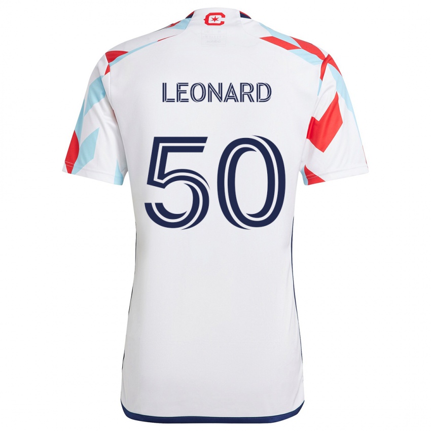 Niño Camiseta Eric Leonard #50 Blanco Rojo Azul 2ª Equipación 2024/25 La Camisa Chile