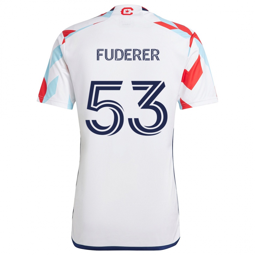 Niño Camiseta Jake Fuderer #53 Blanco Rojo Azul 2ª Equipación 2024/25 La Camisa Chile