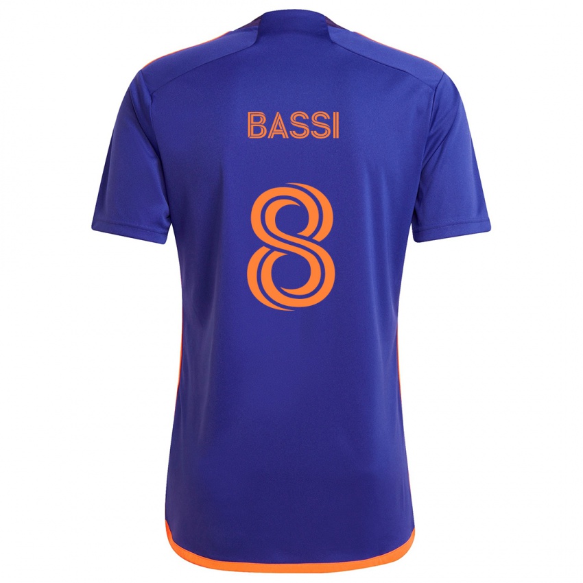 Niño Camiseta Amine Bassi #8 Púrpura Naranja 2ª Equipación 2024/25 La Camisa Chile