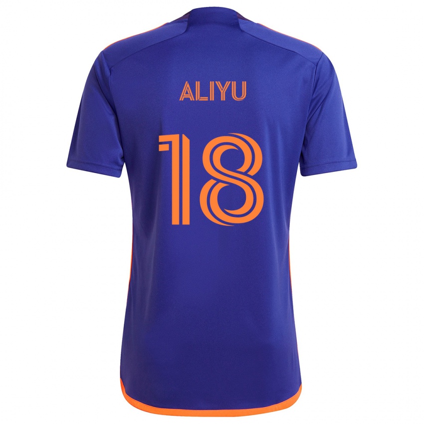 Niño Camiseta Ibrahim Aliyu #18 Púrpura Naranja 2ª Equipación 2024/25 La Camisa Chile