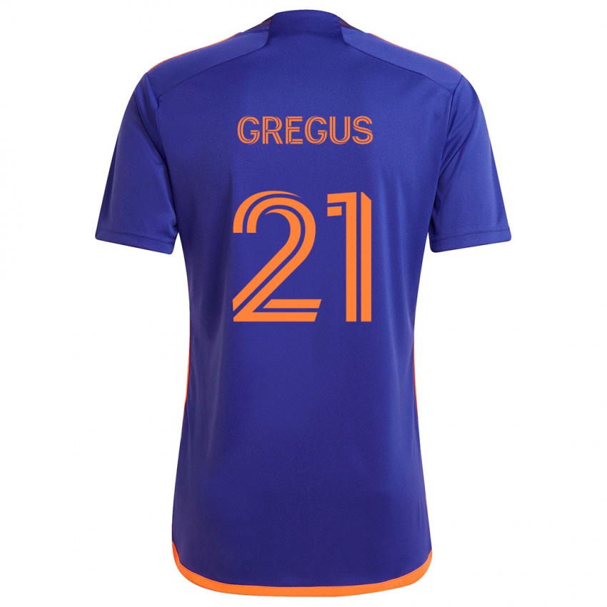 Niño Camiseta Ján Gregus #21 Púrpura Naranja 2ª Equipación 2024/25 La Camisa Chile