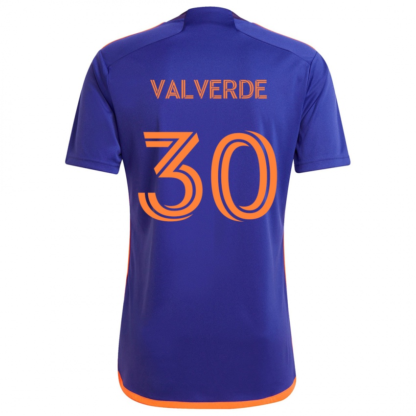 Niño Camiseta Jefferson Valverde #30 Púrpura Naranja 2ª Equipación 2024/25 La Camisa Chile