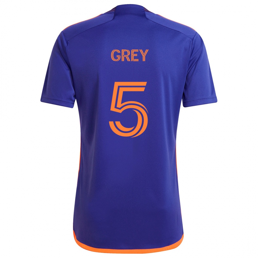 Niño Camiseta Omar Grey #5 Púrpura Naranja 2ª Equipación 2024/25 La Camisa Chile