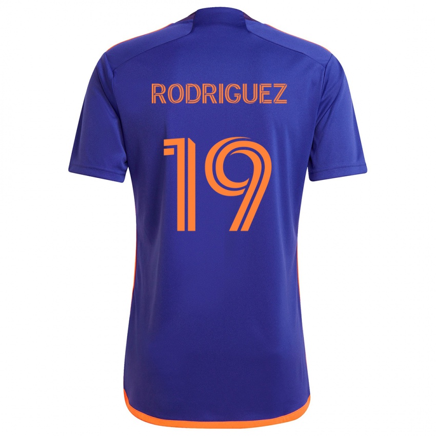 Niño Camiseta Sebastian Rodriguez #19 Púrpura Naranja 2ª Equipación 2024/25 La Camisa Chile