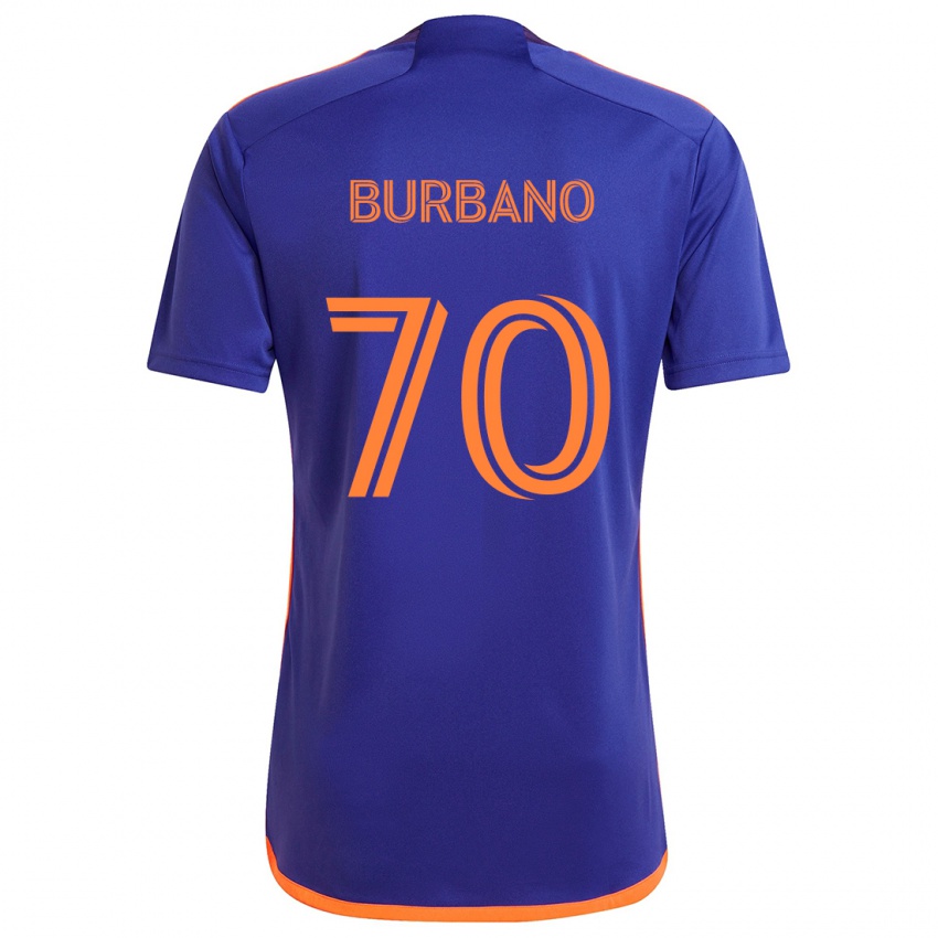 Niño Camiseta Jordy Burbano #70 Púrpura Naranja 2ª Equipación 2024/25 La Camisa Chile