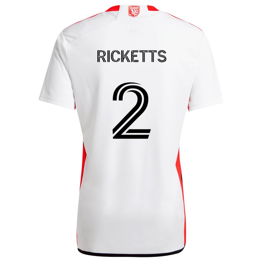 Niño Camiseta Jamar Ricketts #2 Blanco Rojo 2ª Equipación 2024/25 La Camisa Chile