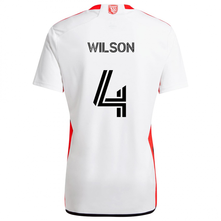 Niño Camiseta Bruno Wilson #4 Blanco Rojo 2ª Equipación 2024/25 La Camisa Chile