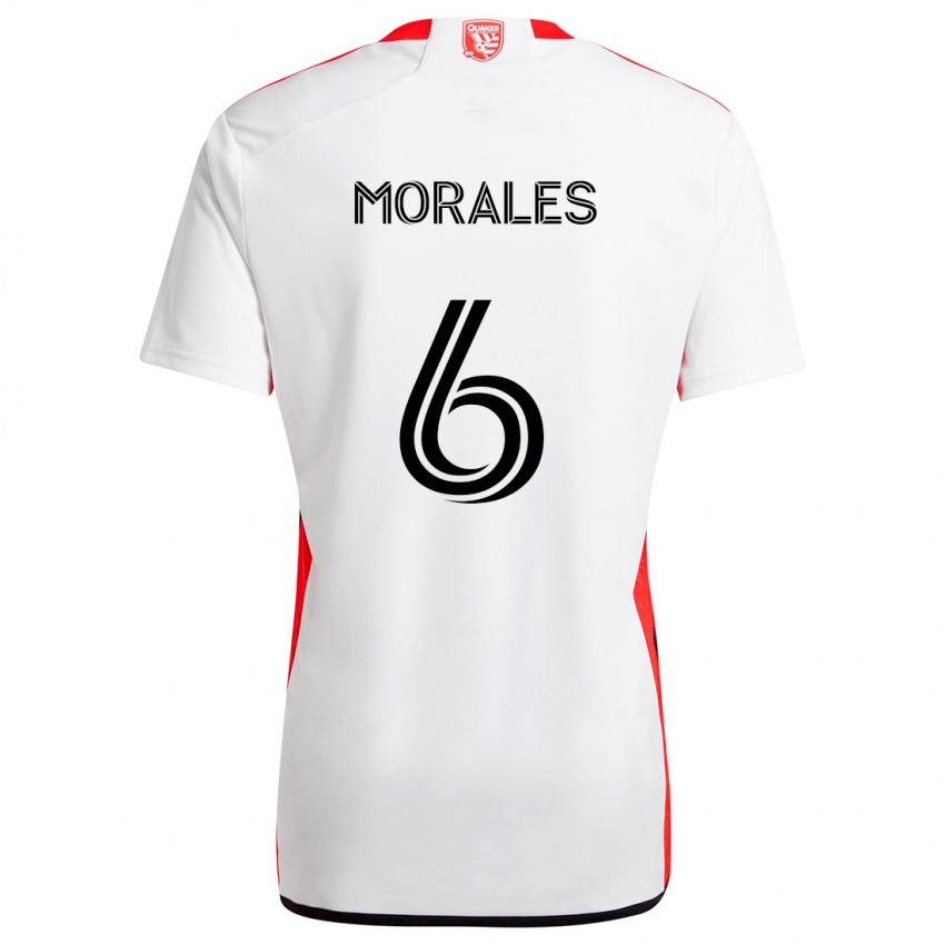 Niño Camiseta Alfredo Morales #6 Blanco Rojo 2ª Equipación 2024/25 La Camisa Chile