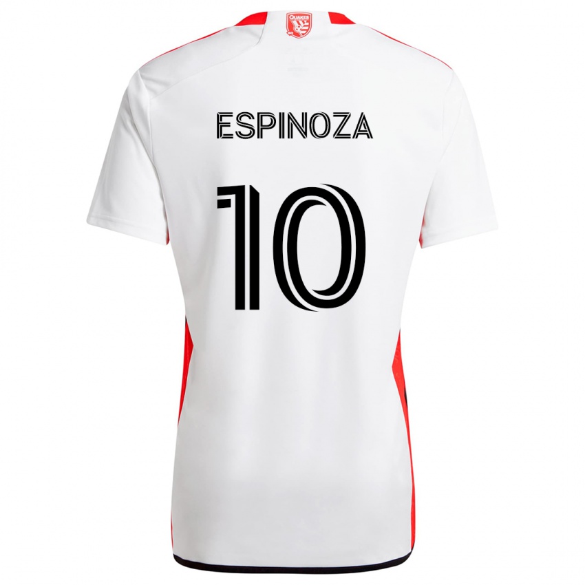 Niño Camiseta Cristian Espinoza #10 Blanco Rojo 2ª Equipación 2024/25 La Camisa Chile