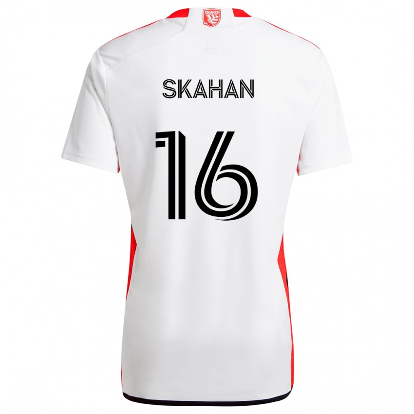 Niño Camiseta Jack Skahan #16 Blanco Rojo 2ª Equipación 2024/25 La Camisa Chile