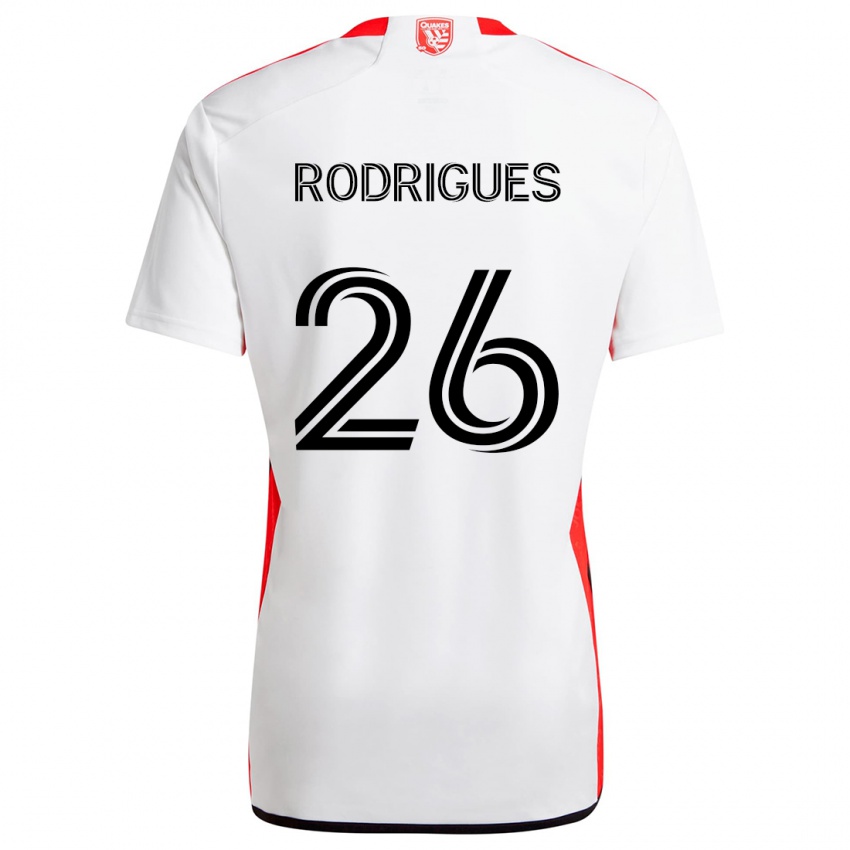 Niño Camiseta Rodrigues #26 Blanco Rojo 2ª Equipación 2024/25 La Camisa Chile