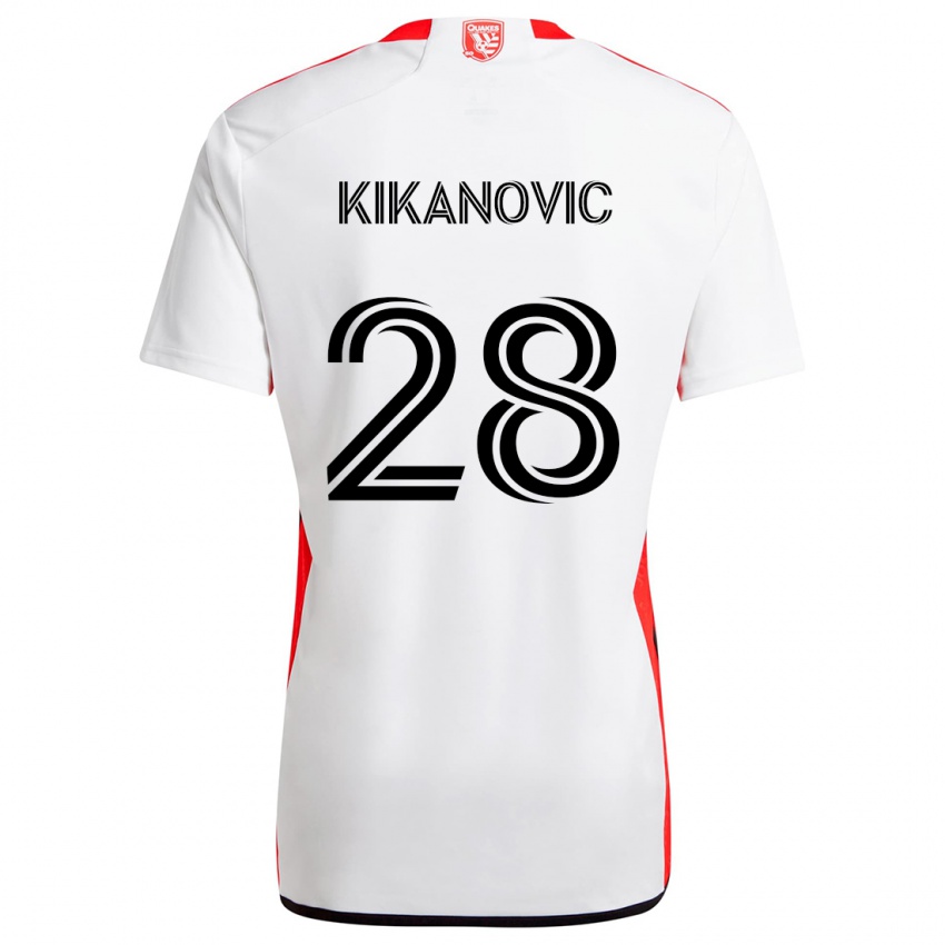 Niño Camiseta Benjamin Kikanovic #28 Blanco Rojo 2ª Equipación 2024/25 La Camisa Chile