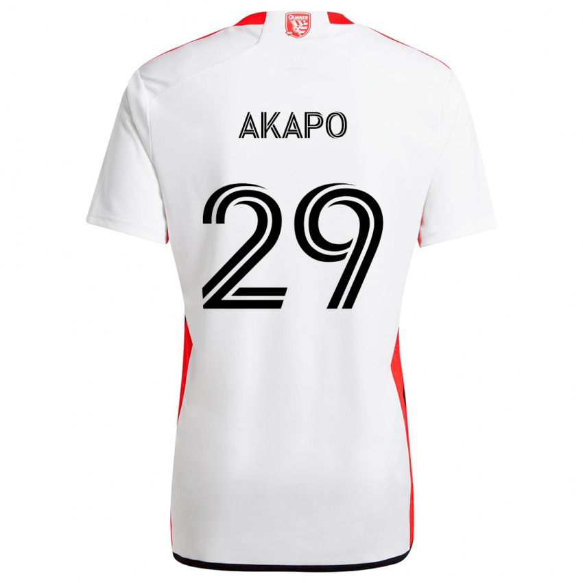 Niño Camiseta Carlos Akapo #29 Blanco Rojo 2ª Equipación 2024/25 La Camisa Chile