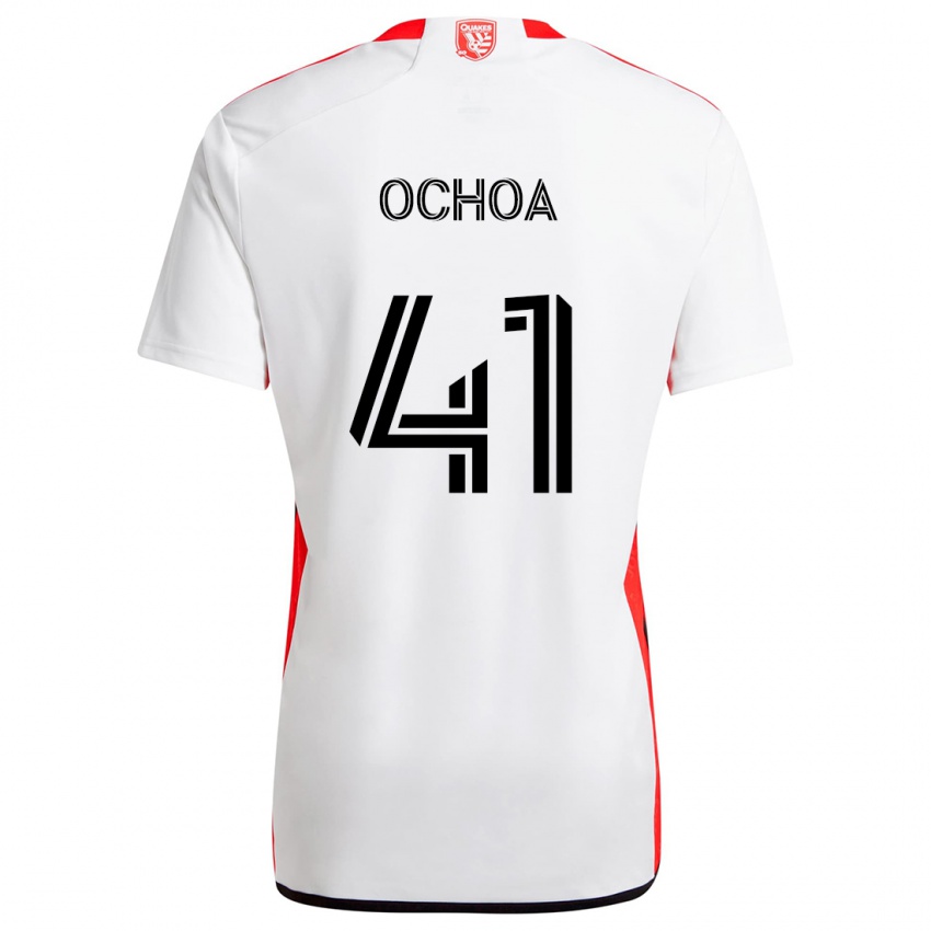 Niño Camiseta Emmanuel Ochoa #41 Blanco Rojo 2ª Equipación 2024/25 La Camisa Chile