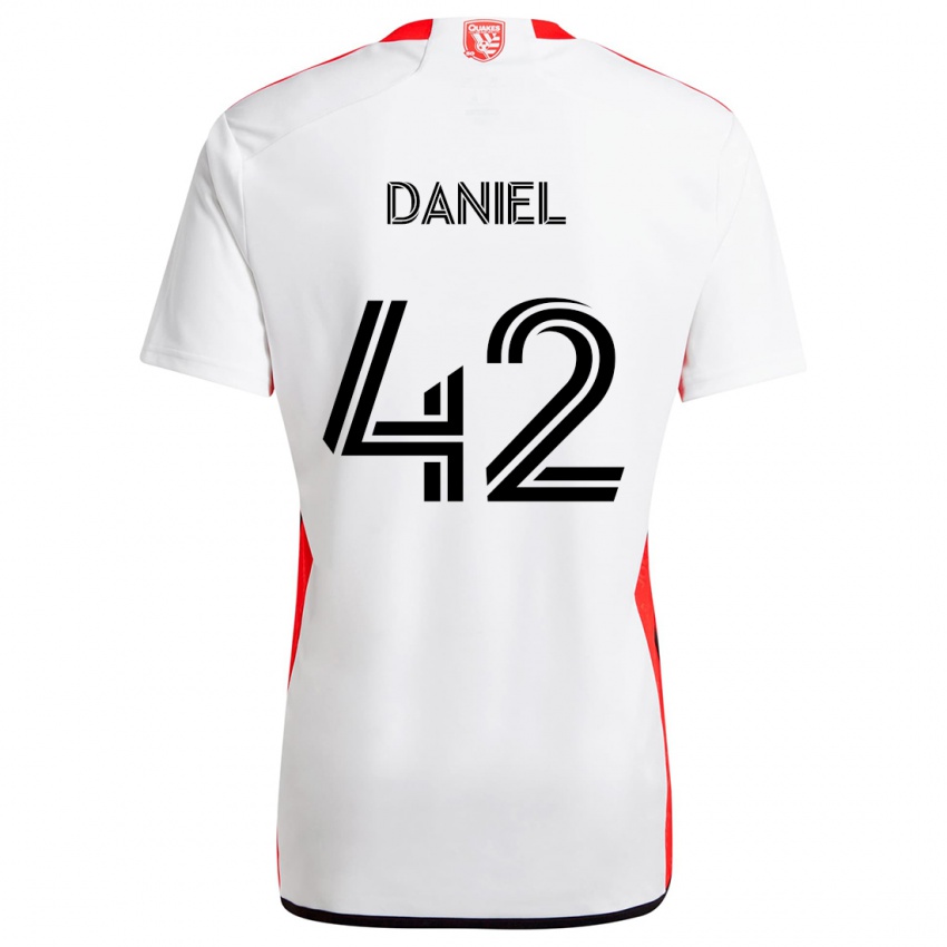 Niño Camiseta Daniel #42 Blanco Rojo 2ª Equipación 2024/25 La Camisa Chile