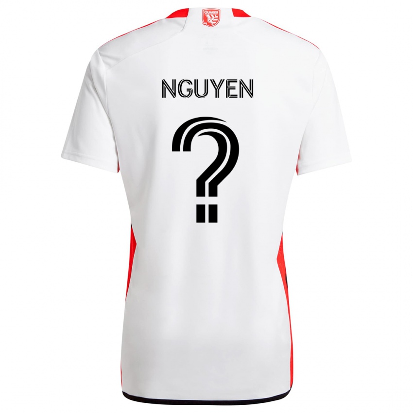 Niño Camiseta Christopher Nguyen #0 Blanco Rojo 2ª Equipación 2024/25 La Camisa Chile