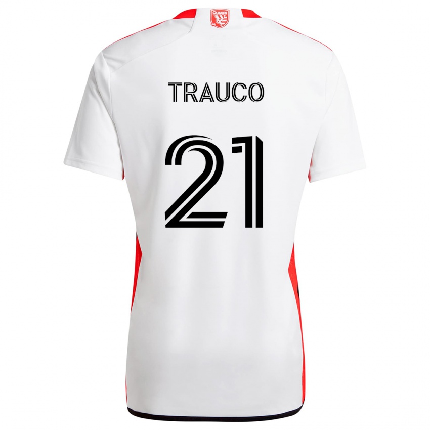 Niño Camiseta Miguel Trauco #21 Blanco Rojo 2ª Equipación 2024/25 La Camisa Chile