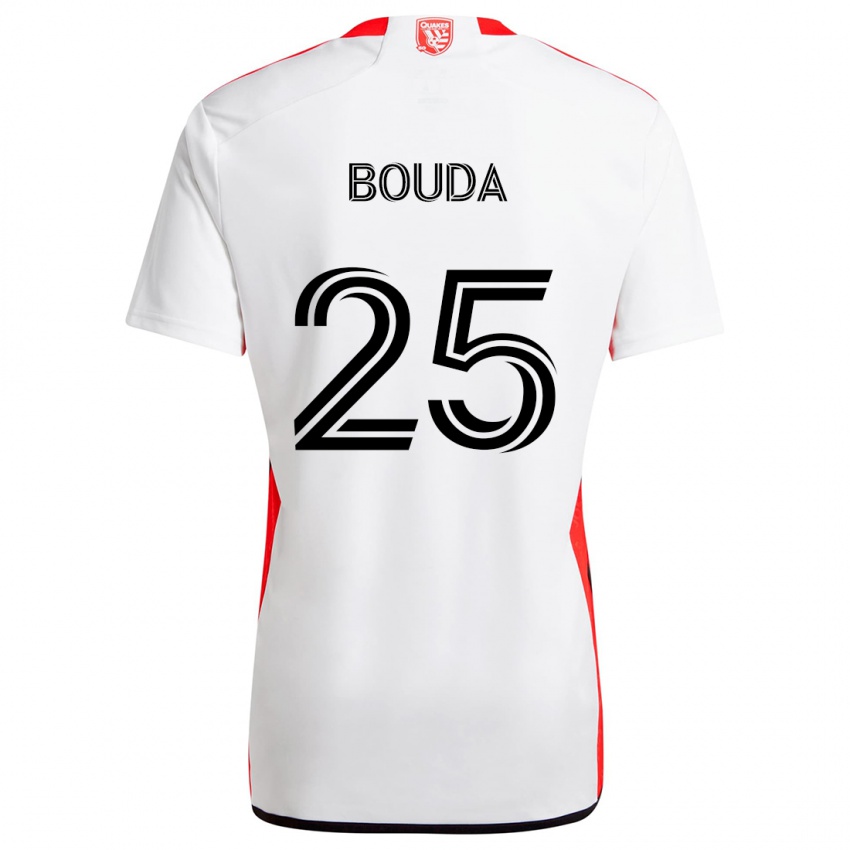 Niño Camiseta Ousseni Bouda #25 Blanco Rojo 2ª Equipación 2024/25 La Camisa Chile