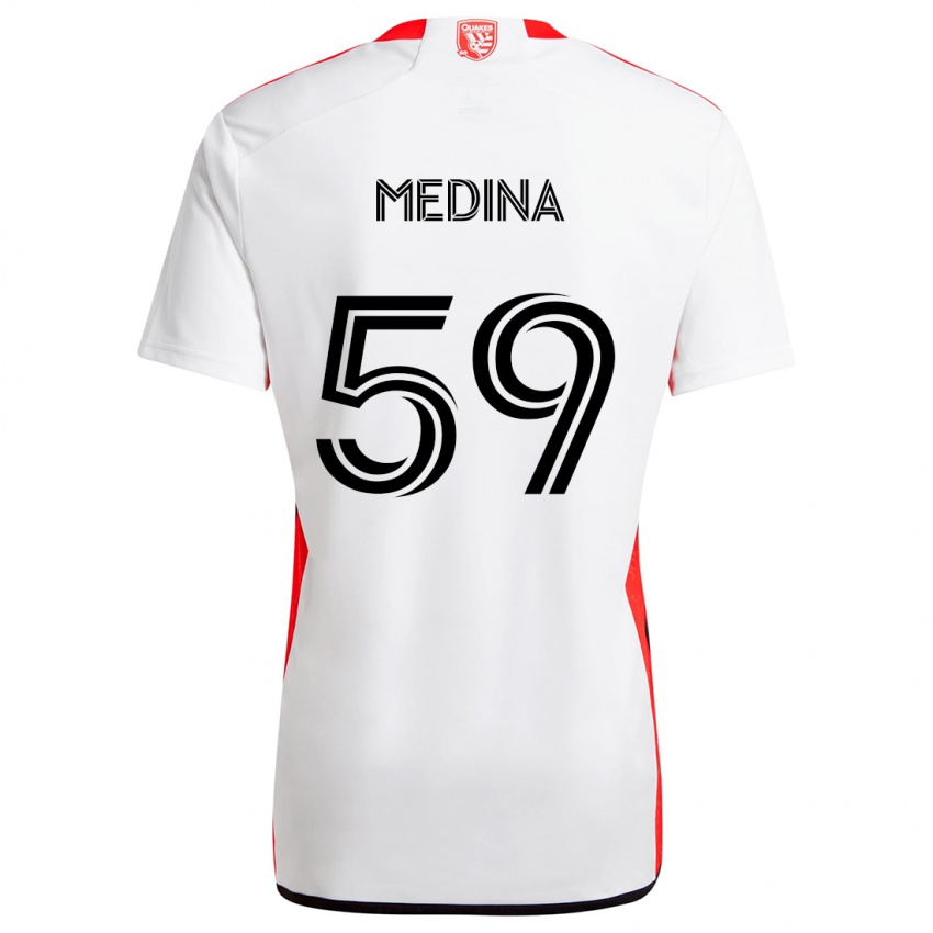 Niño Camiseta Cruz Medina #59 Blanco Rojo 2ª Equipación 2024/25 La Camisa Chile