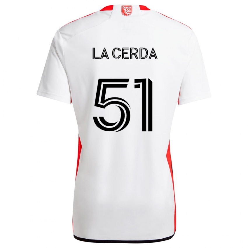 Niño Camiseta Eric De La Cerda #51 Blanco Rojo 2ª Equipación 2024/25 La Camisa Chile