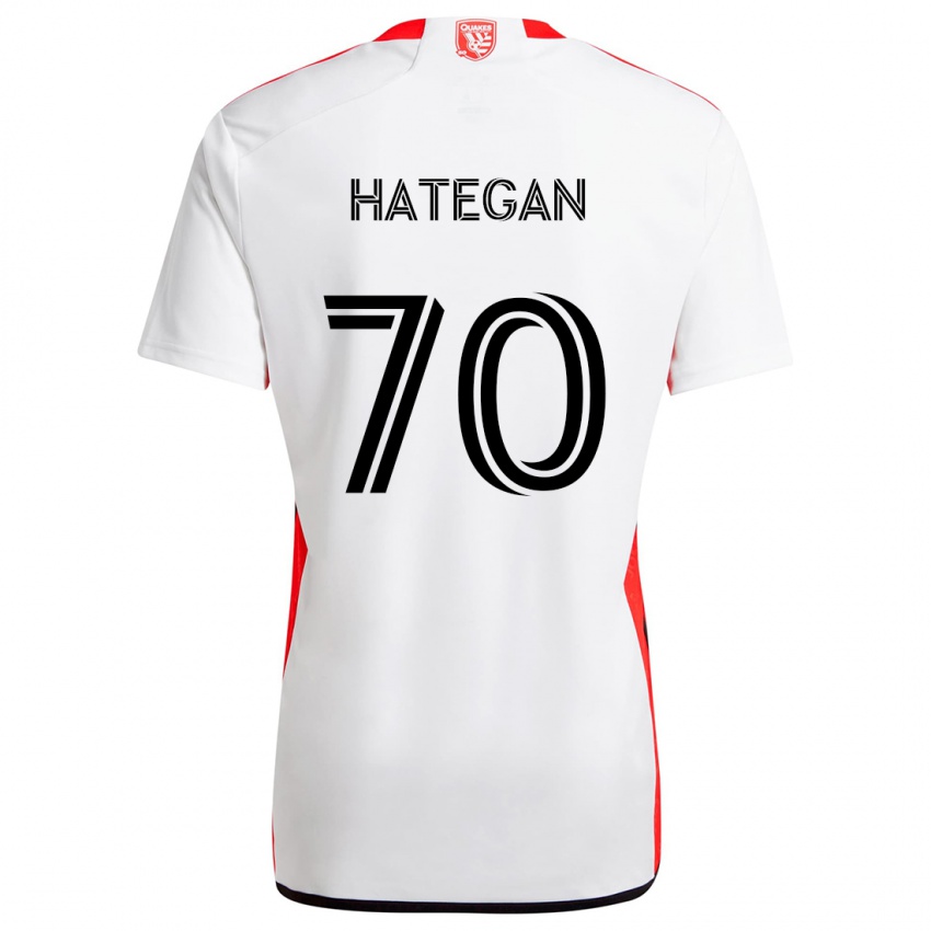 Niño Camiseta Roberto Hategan #70 Blanco Rojo 2ª Equipación 2024/25 La Camisa Chile