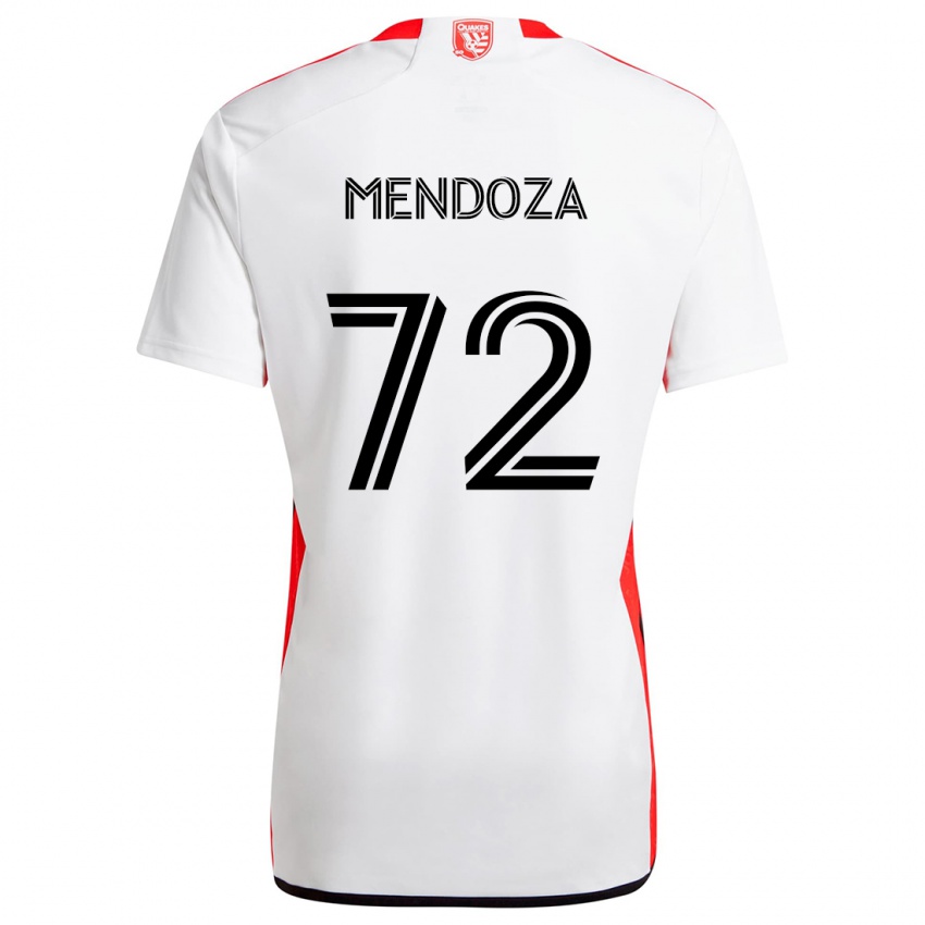 Niño Camiseta Edwyn Mendoza #72 Blanco Rojo 2ª Equipación 2024/25 La Camisa Chile