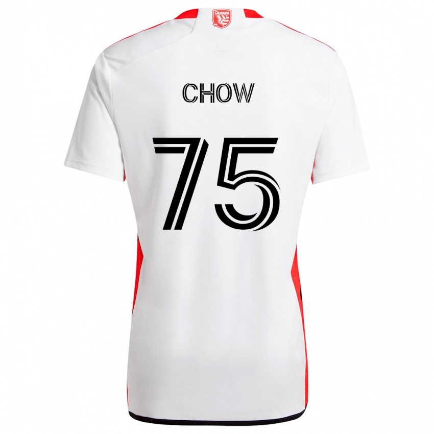 Niño Camiseta Alex Chow #75 Blanco Rojo 2ª Equipación 2024/25 La Camisa Chile