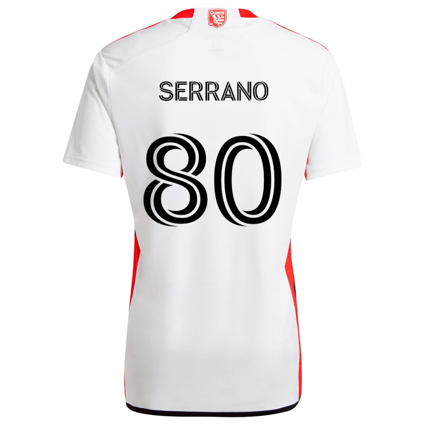 Niño Camiseta David Serrano #80 Blanco Rojo 2ª Equipación 2024/25 La Camisa Chile