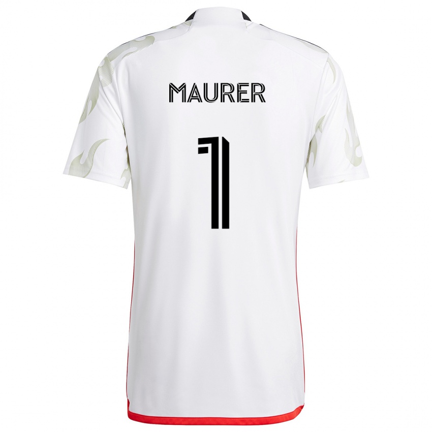 Niño Camiseta Jimmy Maurer #1 Blanco Rojo Negro 2ª Equipación 2024/25 La Camisa Chile