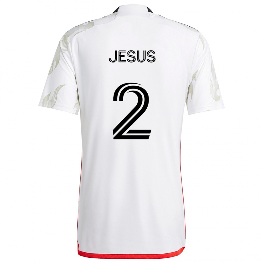 Niño Camiseta Geovane Jesus #2 Blanco Rojo Negro 2ª Equipación 2024/25 La Camisa Chile