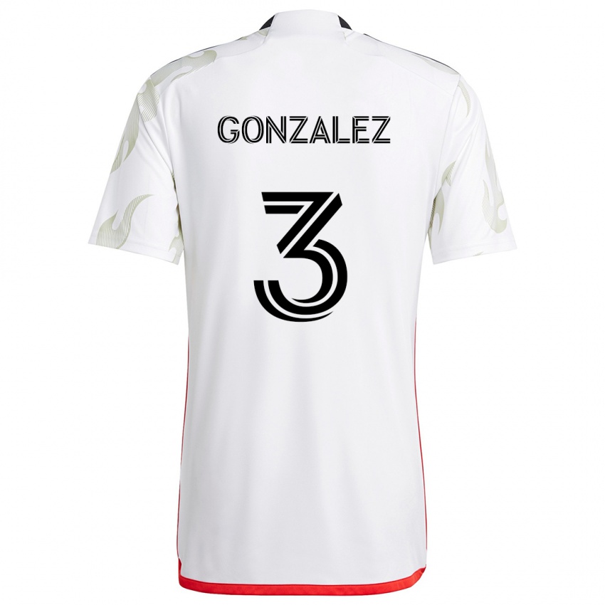 Niño Camiseta Omar González #3 Blanco Rojo Negro 2ª Equipación 2024/25 La Camisa Chile