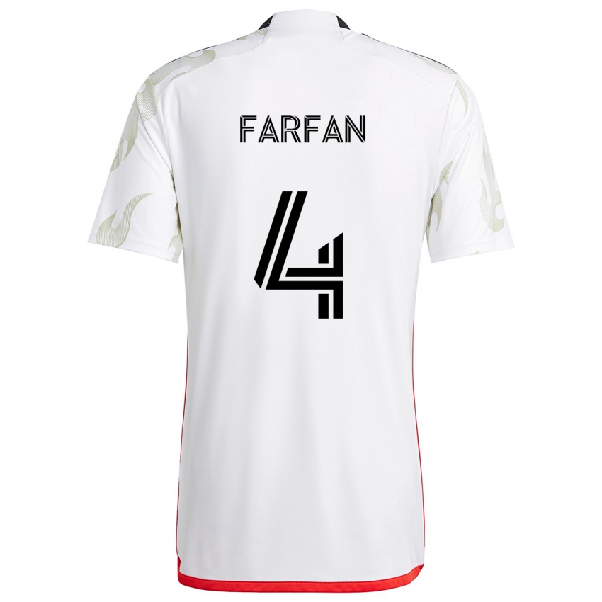 Niño Camiseta Marco Farfán #4 Blanco Rojo Negro 2ª Equipación 2024/25 La Camisa Chile