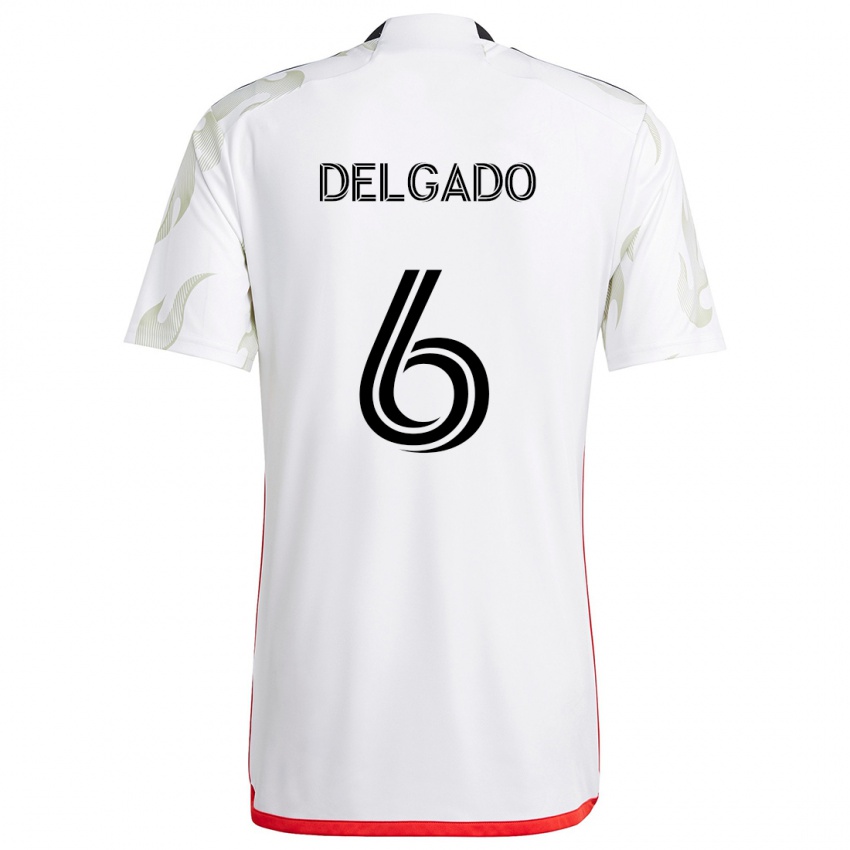 Niño Camiseta Patrickson Delgado #6 Blanco Rojo Negro 2ª Equipación 2024/25 La Camisa Chile