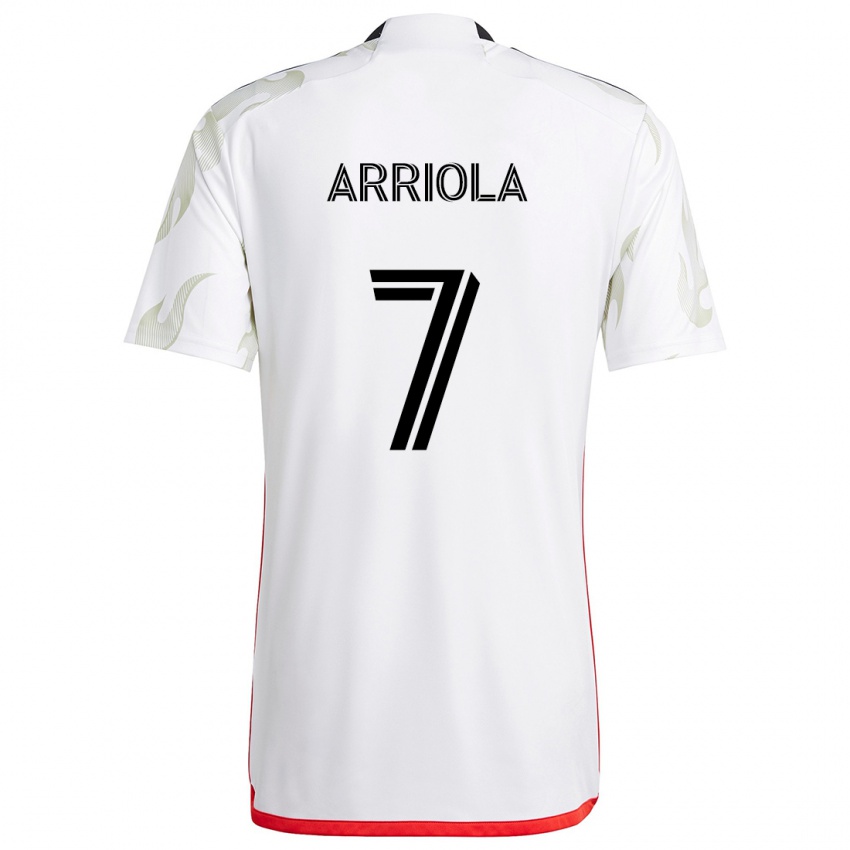 Niño Camiseta Paul Arriola #7 Blanco Rojo Negro 2ª Equipación 2024/25 La Camisa Chile