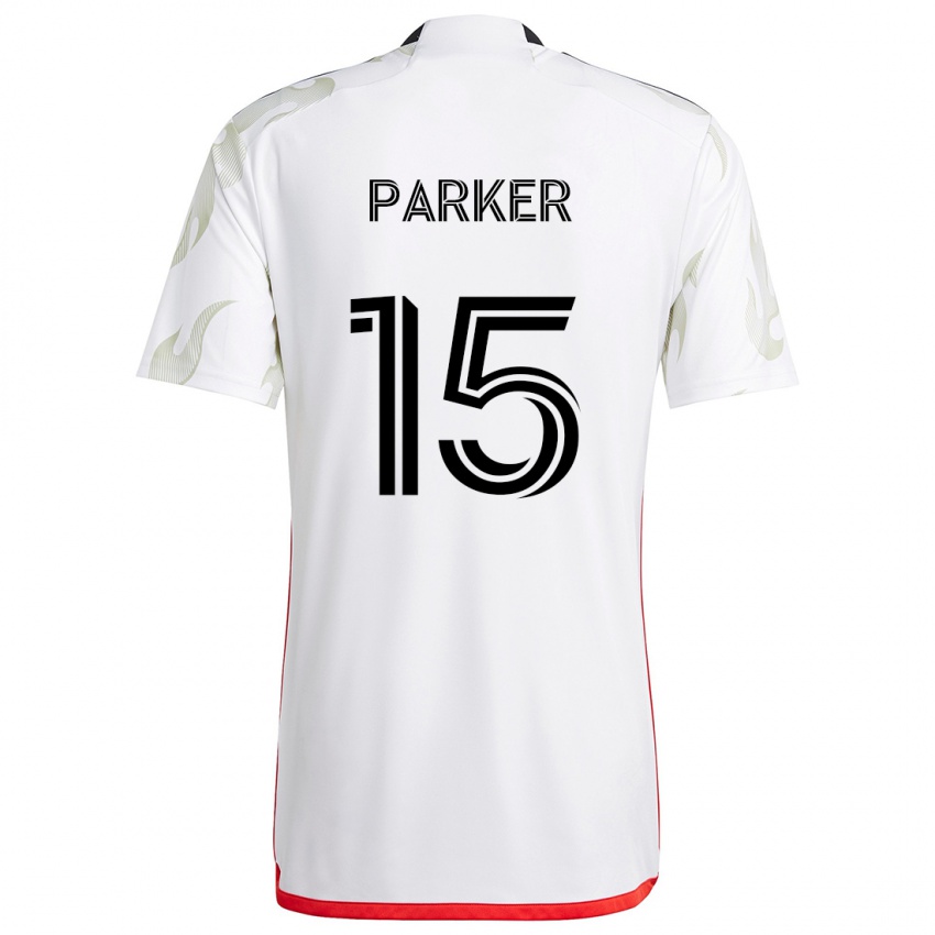 Niño Camiseta Isaiah Parker #15 Blanco Rojo Negro 2ª Equipación 2024/25 La Camisa Chile