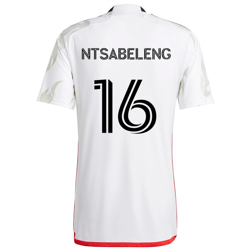 Niño Camiseta Tsiki Ntsabeleng #16 Blanco Rojo Negro 2ª Equipación 2024/25 La Camisa Chile