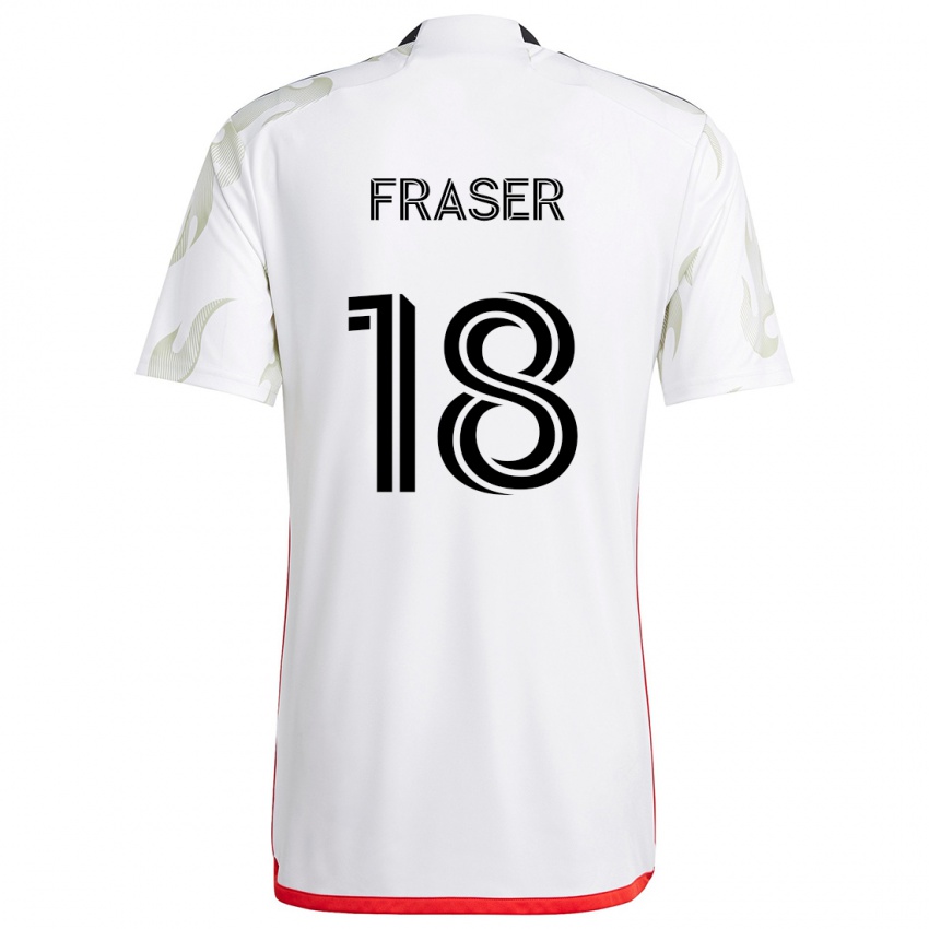 Niño Camiseta Liam Fraser #18 Blanco Rojo Negro 2ª Equipación 2024/25 La Camisa Chile