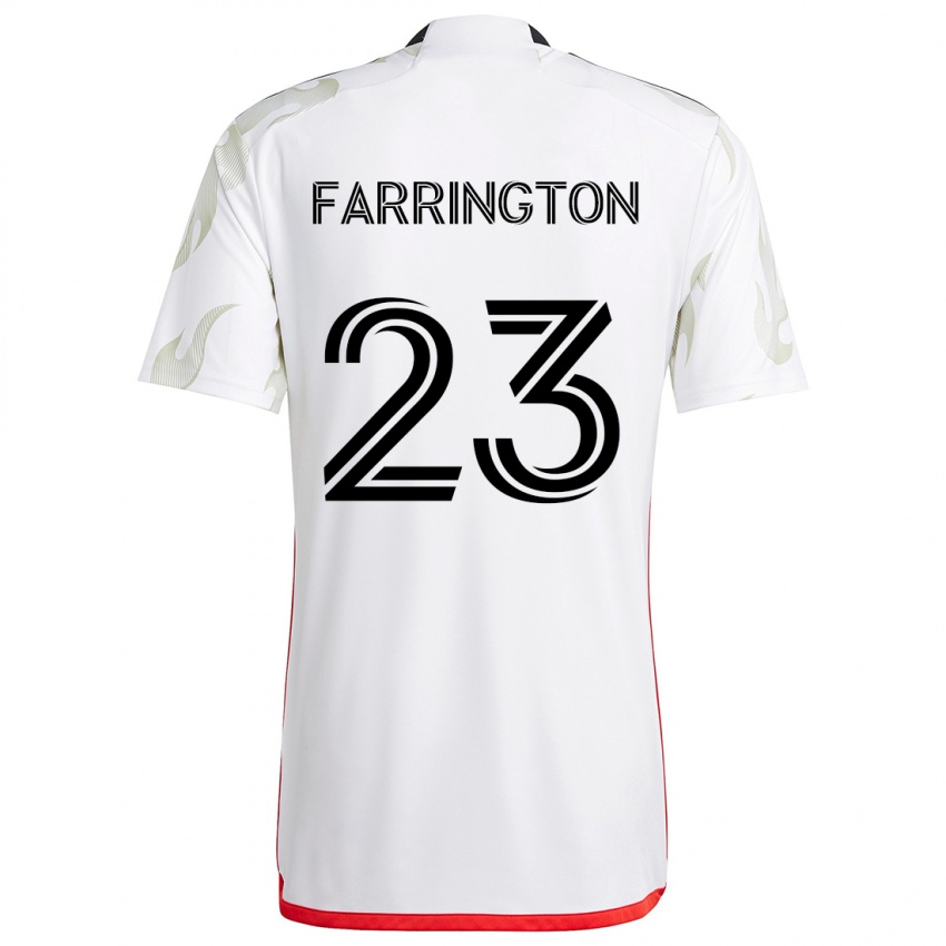 Niño Camiseta Logan Farrington #23 Blanco Rojo Negro 2ª Equipación 2024/25 La Camisa Chile