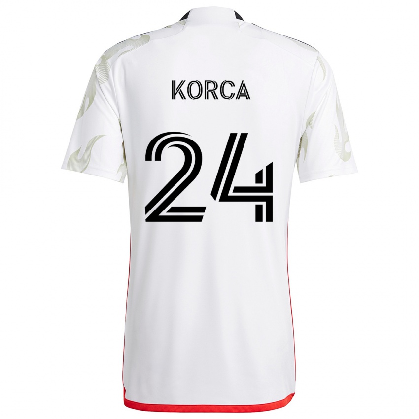 Niño Camiseta Amet Korca #24 Blanco Rojo Negro 2ª Equipación 2024/25 La Camisa Chile